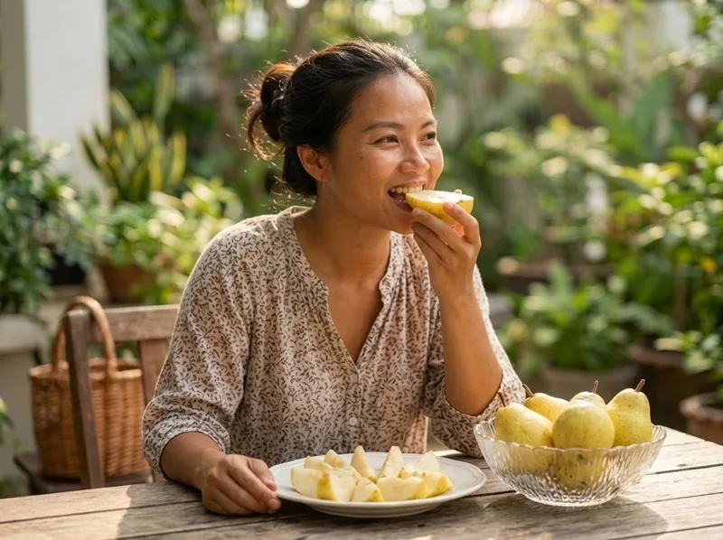 Một quả lê vừa có thể dùng làm bữa phụ trong ngày