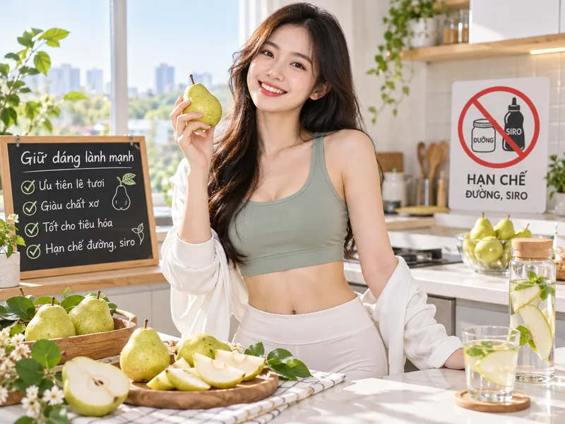 Ưu tiên lê tươi và hạn chế đường, siro khi muốn giữ dáng