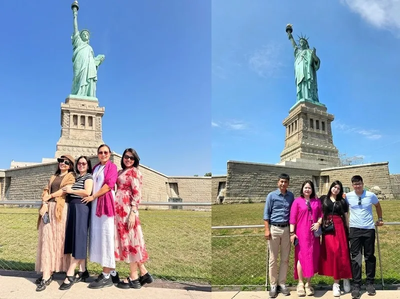Góc ven Liberty Island giúp chụp tượng cùng đường chân trời Manhattan